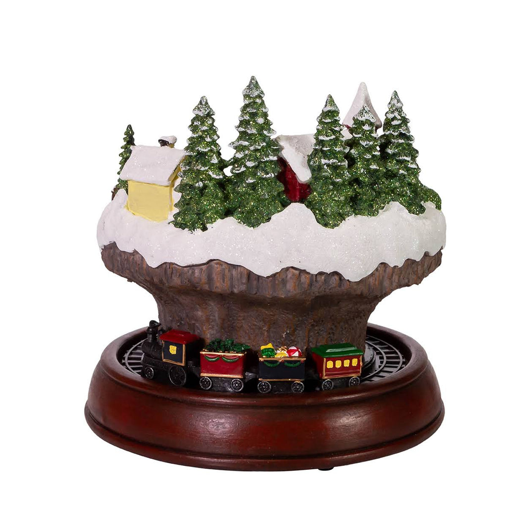 7.5x22 Battery-Operated LED Musical Village and Train Table Piece S178