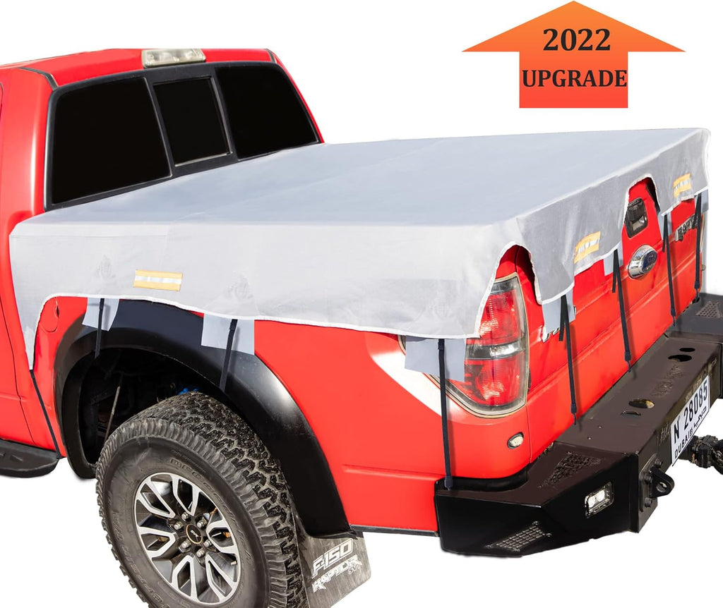 Gray 600D Waterproof Oxford Truck Bed Tarp Cover with Bungee Belts L98361