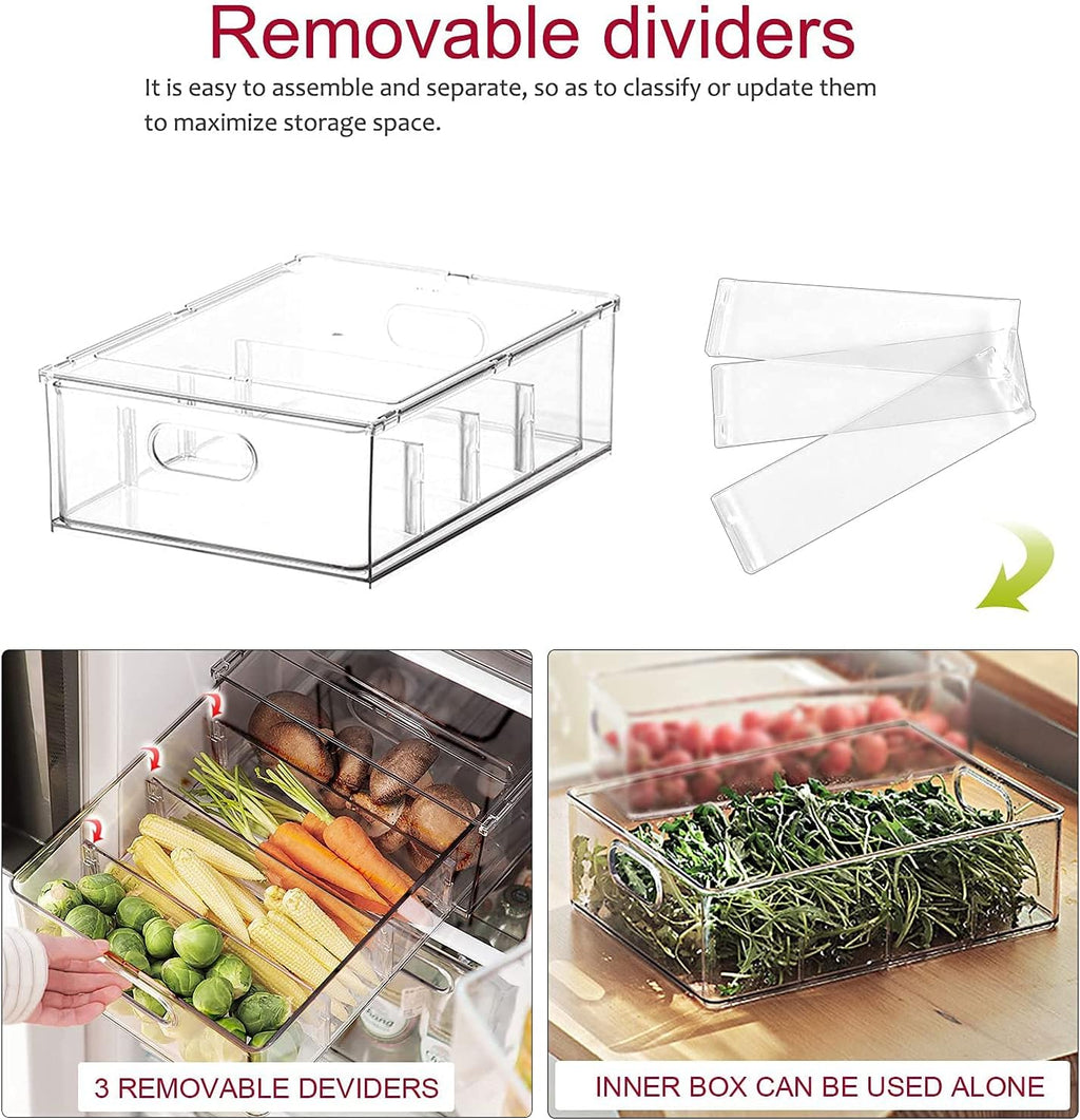 3 Pack Refrigerator Organizer Bins with Pull-out Drawer V353631
