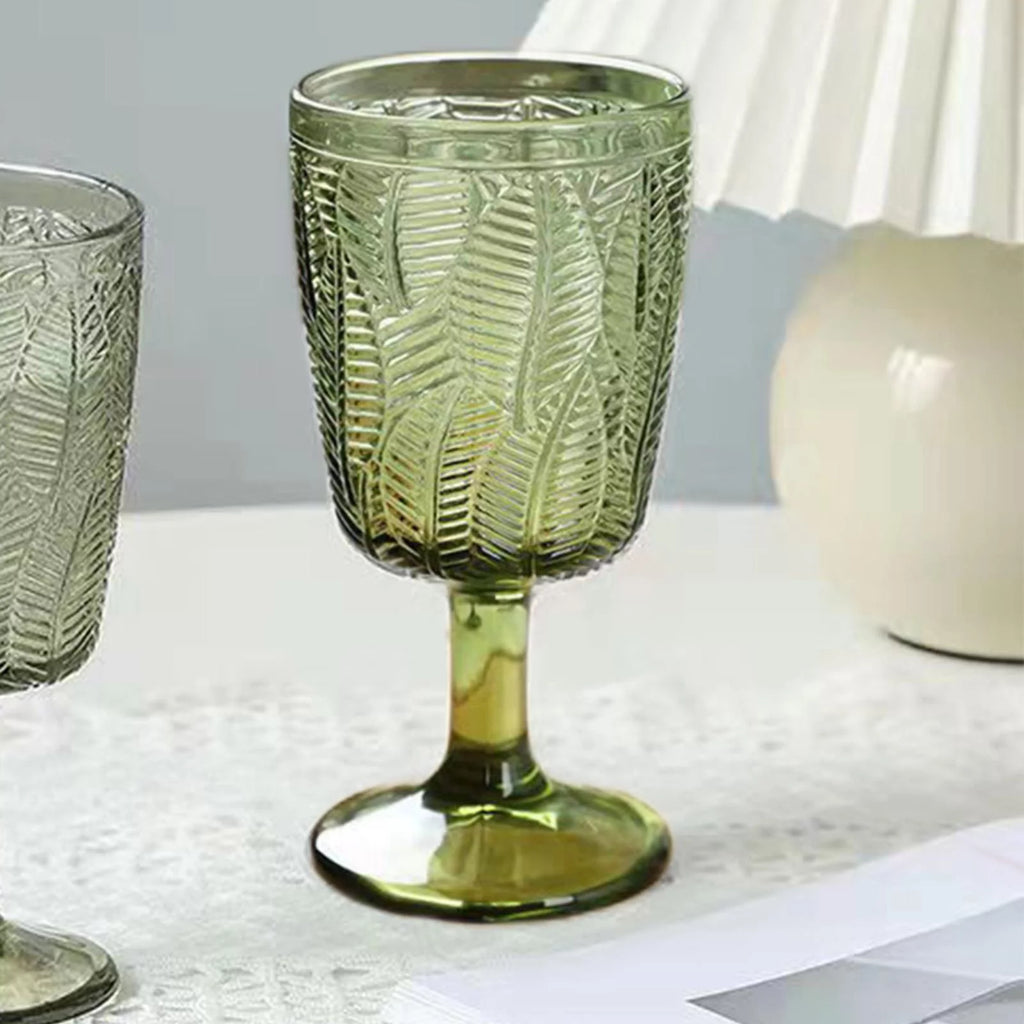 Green Embossment Texture Glass Goblet H70324