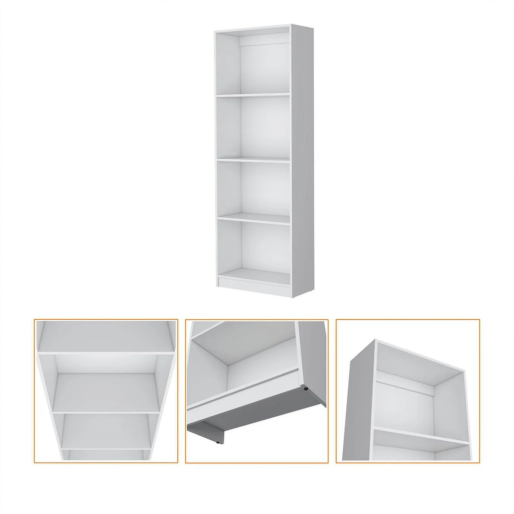 2-Piece Set with Computer Desk and Wood Bookcase in White W943