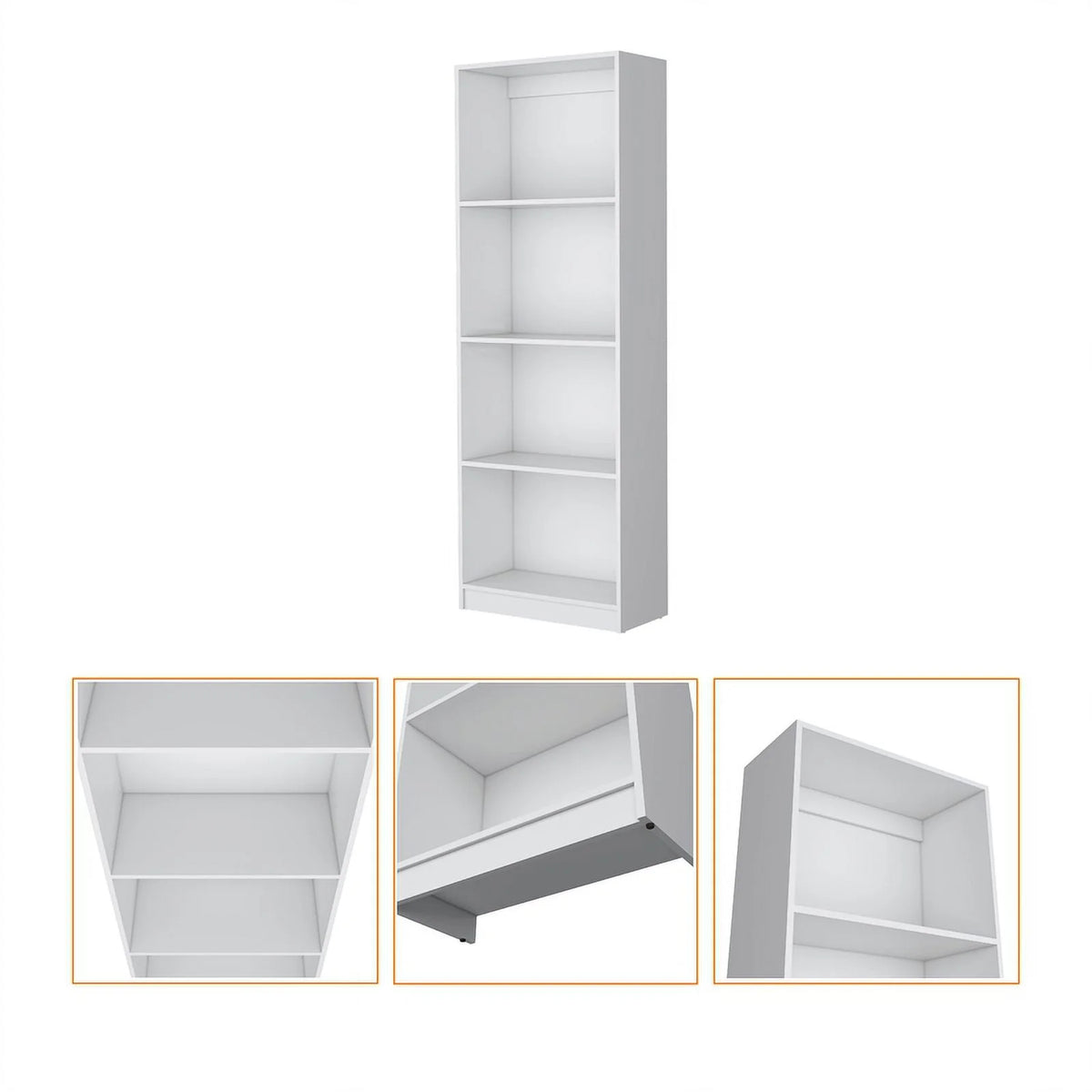 2-Piece Set with Computer Desk and Wood Bookcase in White W943