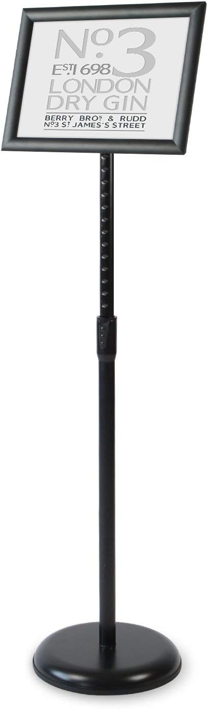 Heavy Duty Adjustable Aluminum Floor Standing Sign Holder, Black H195