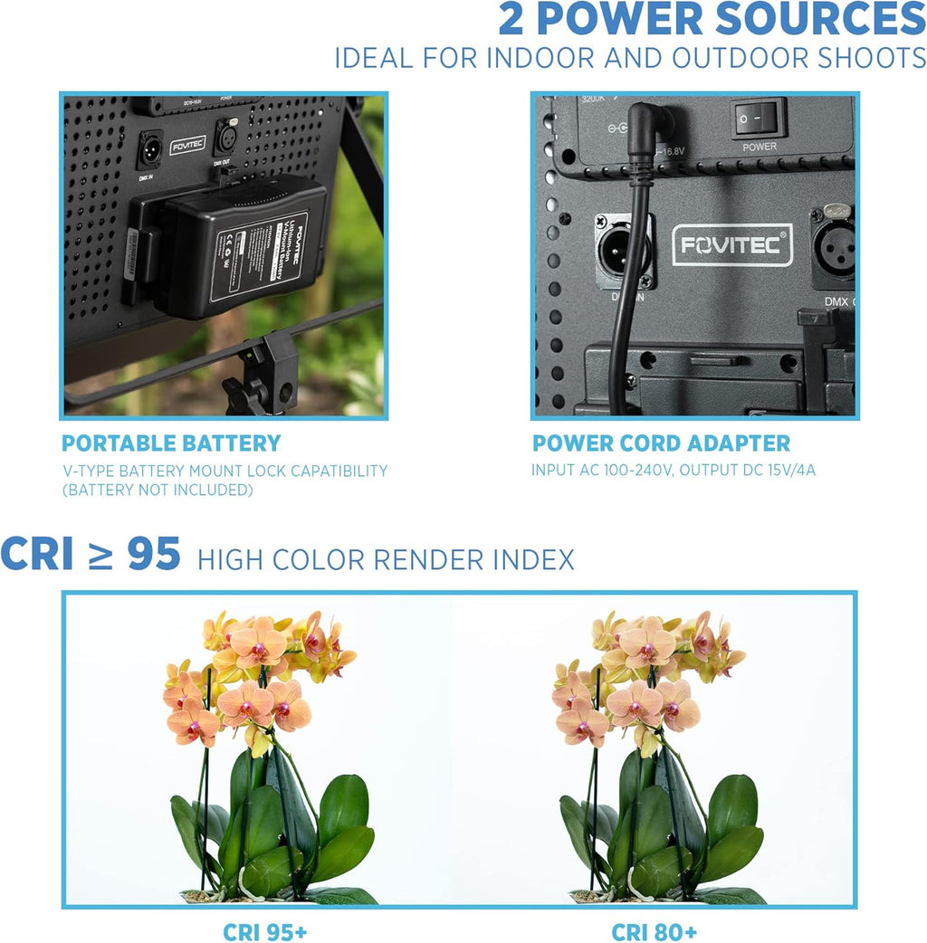 Portable 2-Light 600 LED Bi-Color Panel Kit with Cases & Stands E70010