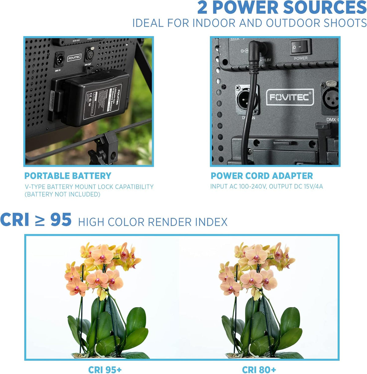 Portable 2-Light 600 LED Bi-Color Panel Kit with Cases & Stands E70010