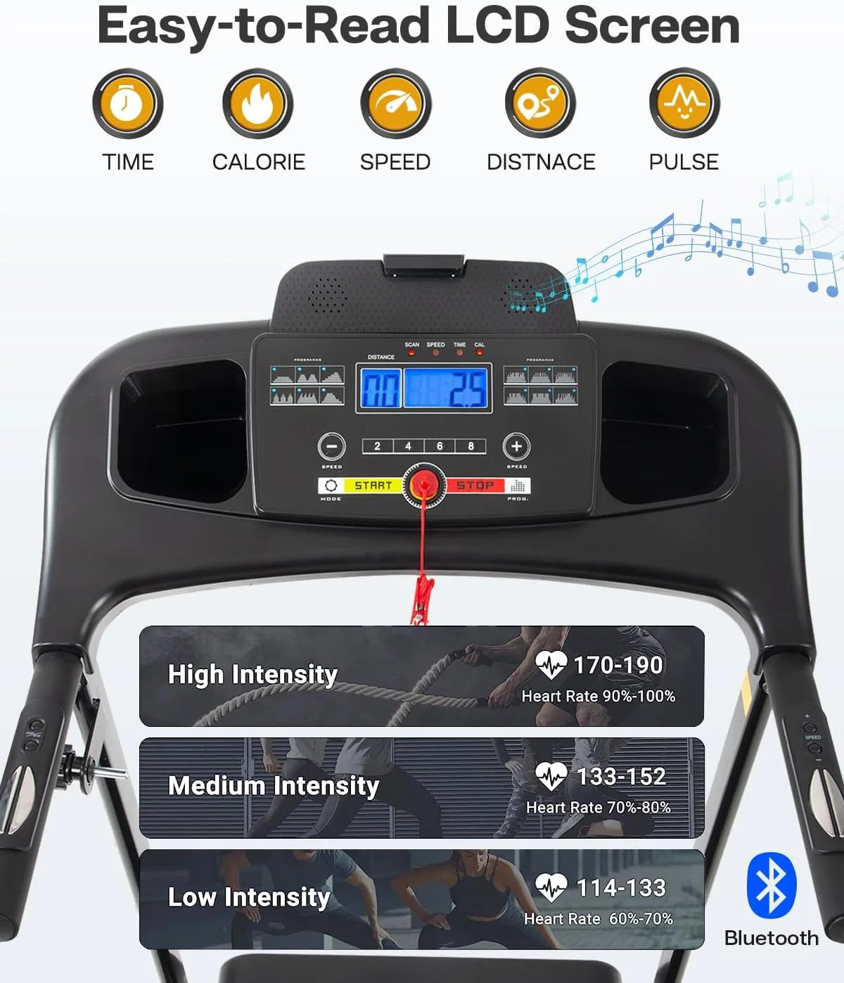 Foldable Treadmill with Incline and Bluetooth Q557815