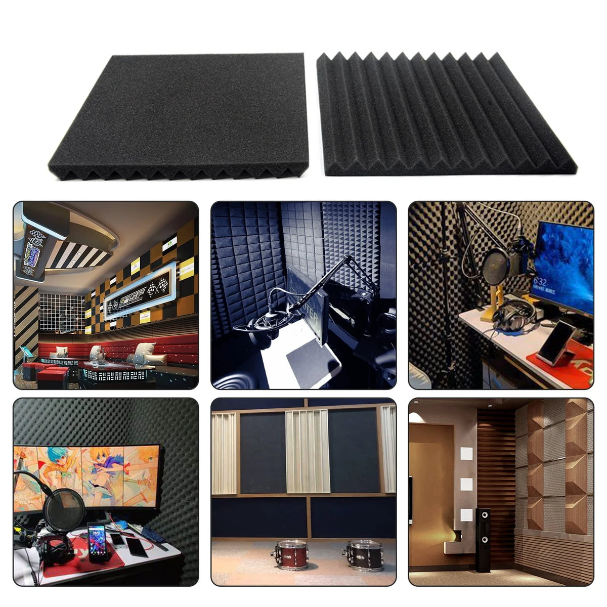 24 Pack Black Acoustic Foam Panels R77348