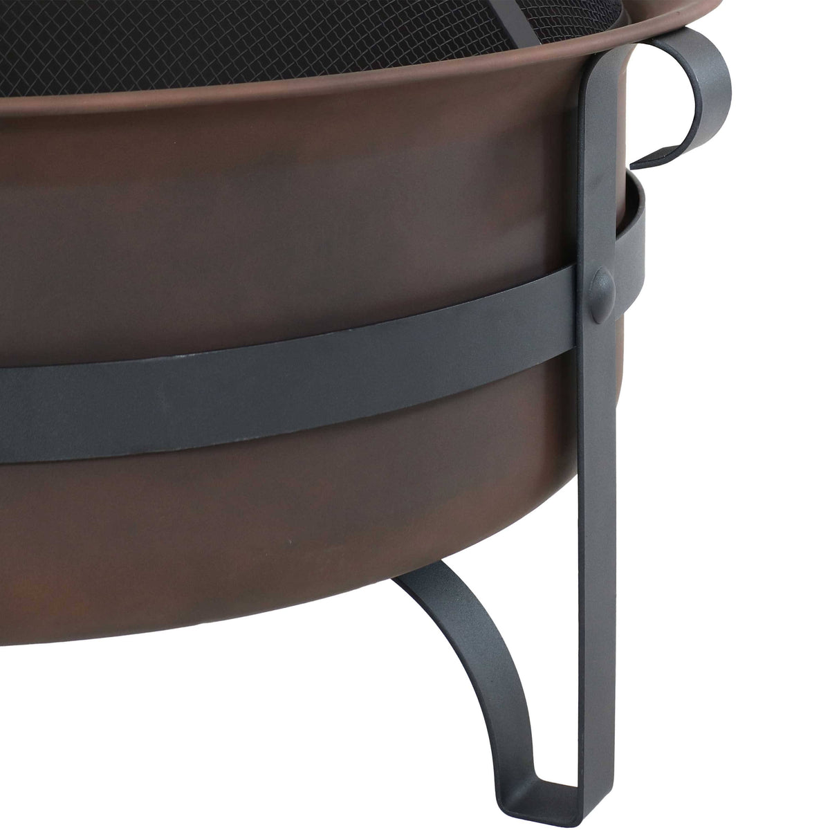 Bronze Steel Fire Pit with Spark Screen - 29-inch I752132