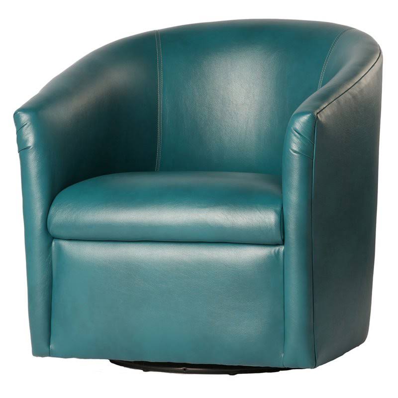 Agean Green Faux Leather Swivel Accent Chair D27001