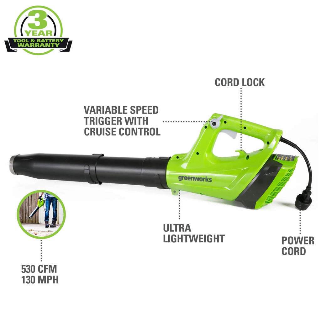 9 Amp 530 CFM Corded Electric Axial Leaf Blower Z248