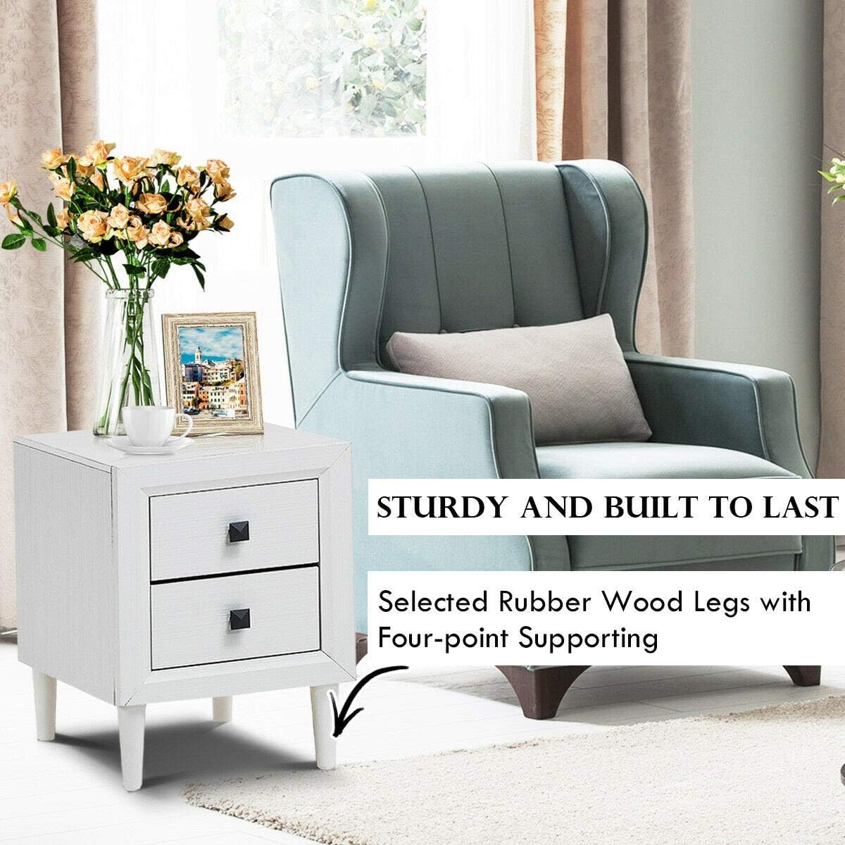 Wood Nightstands with 2 Drawers M526