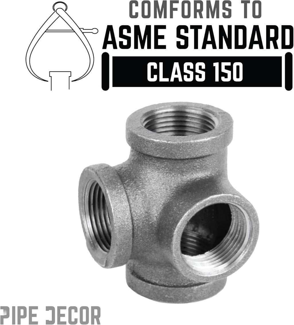 3/8 Inch Side Outlet Tee Malleable Cast Iron Industrial Fitting (8 Pack) V201