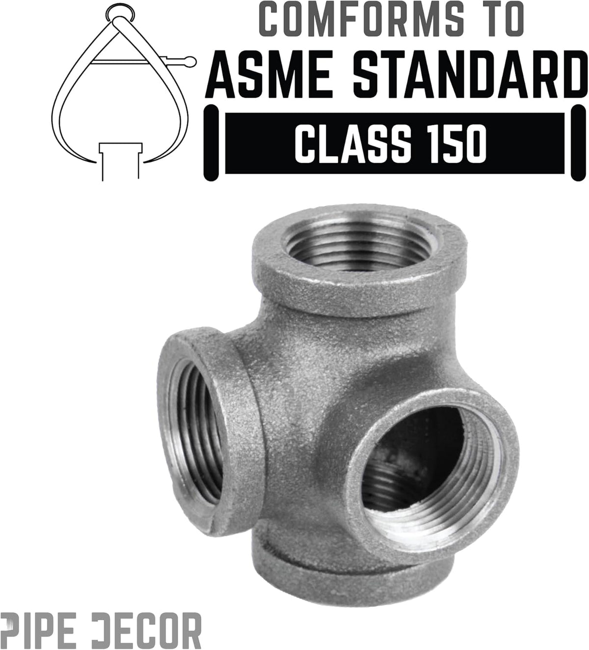 3/8 Inch Side Outlet Tee Malleable Cast Iron Industrial Fitting (8 Pack) V201