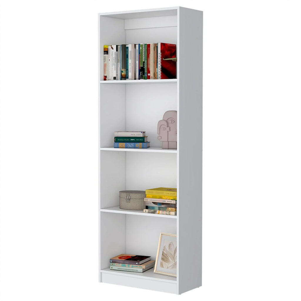 2-Piece Set with Computer Desk and Wood Bookcase in White W943
