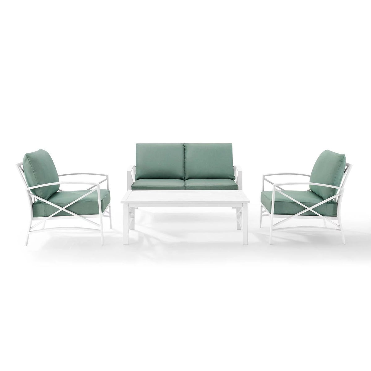 4Pc Outdoor Metal Conversation Set Navy/White Y64045