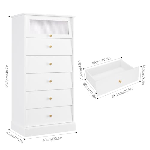 6 Drawer Black Dresser with Glass Drawer D96747