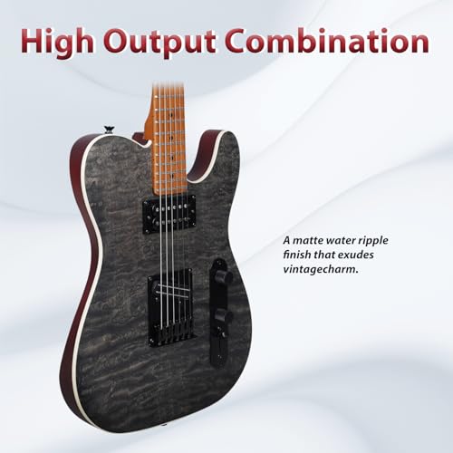 39 Inch Solid Wood Right Handed Electric Guitar with Amp, HSS Pick Up, Poplar Body, Mint Green C394395