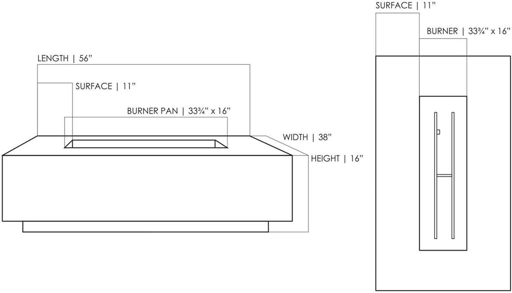 Pewter 56x38-Inch Concrete Gas Fire Pit H40640