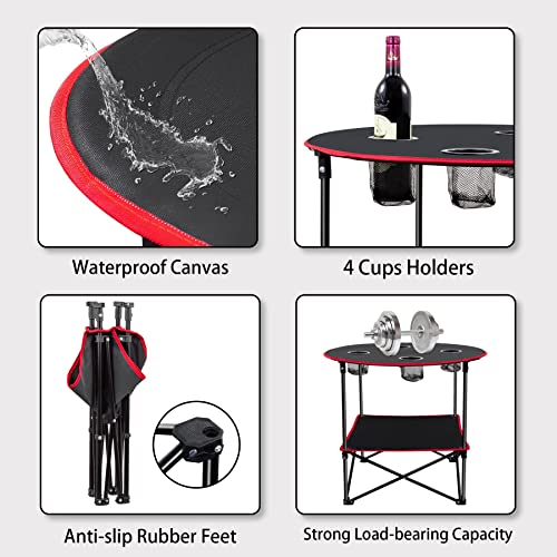 Portable Folding Camping Table with 4 Cup Holders & Carry Bag G26823