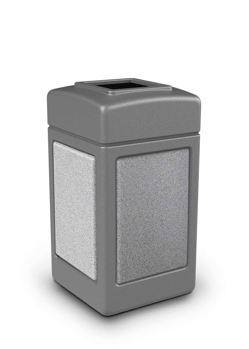 Gray 42 Gallon Square Trash Receptacle F173