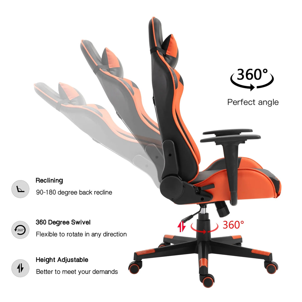 Black Orange Ergonomic Reclining Gaming Chair S1594