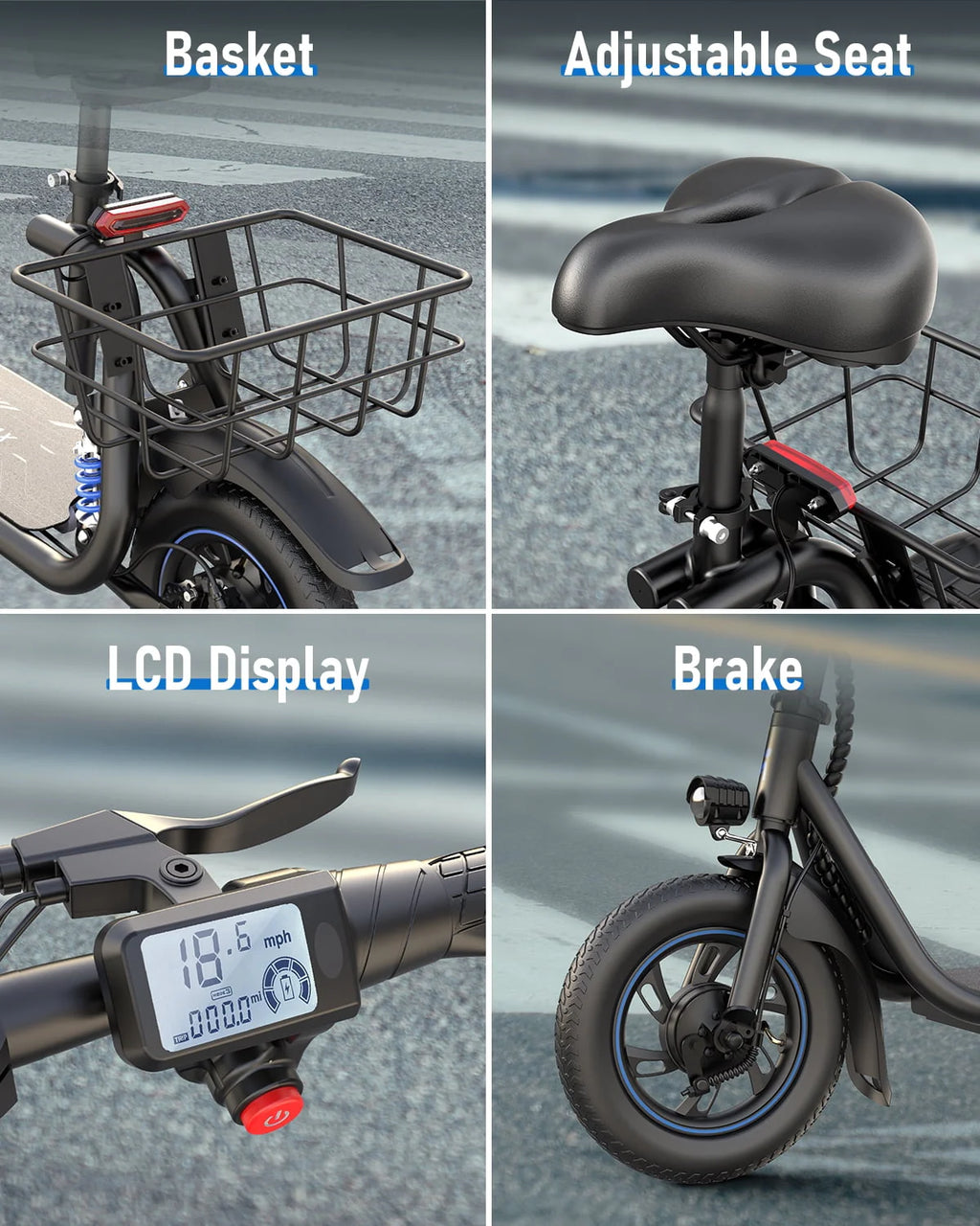 450W Electric Scooter with Seat and Basket S92509