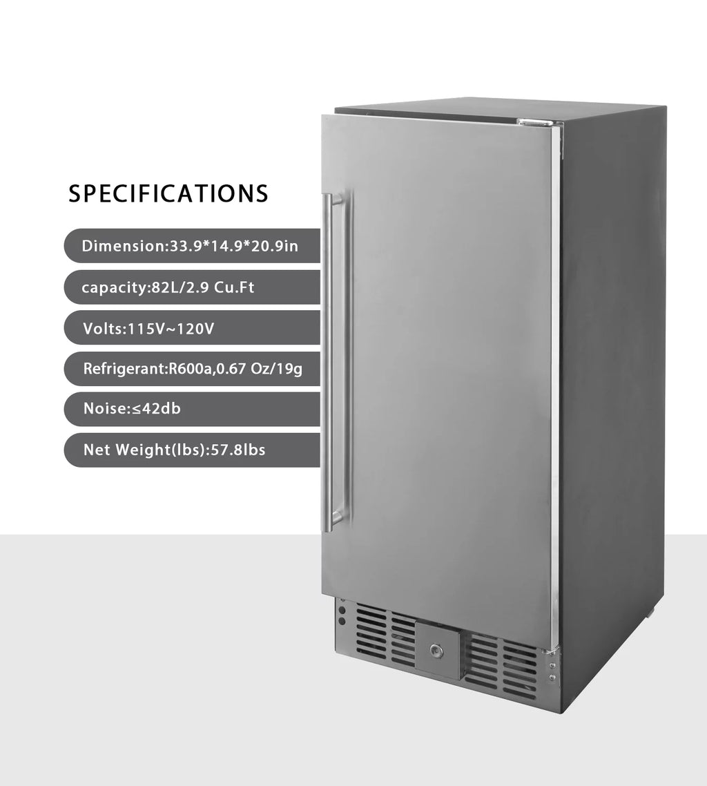 2.9 Cubic Feet Built-In Stainless Steel Mini Fridge H2204