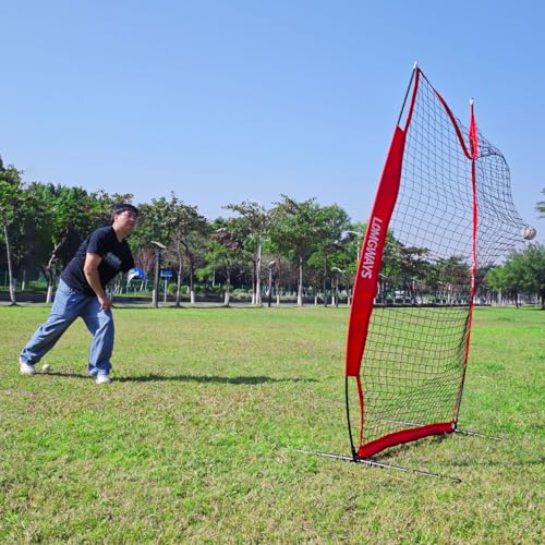 Portable Baseball Softball Pitching Screen with Carry Bag and Ground Stakes V7347