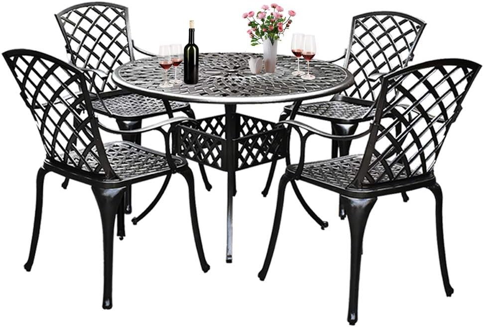 2 Piece Cast Aluminum Patio Bistro Dining Chair Set Antique Bronze D3509