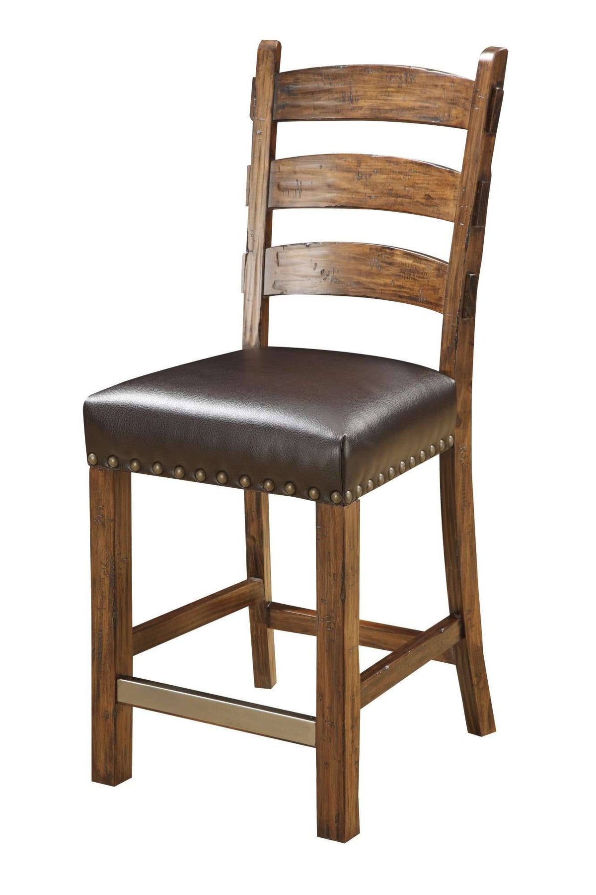 Brown Bonded Leather Upholstered Barstool, 2 Pack C61535