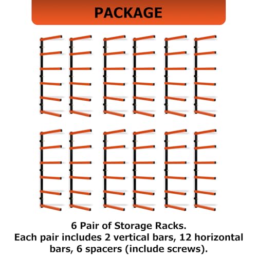 6 Levels Steel Wall Mounted Lumber Storage Rack B969