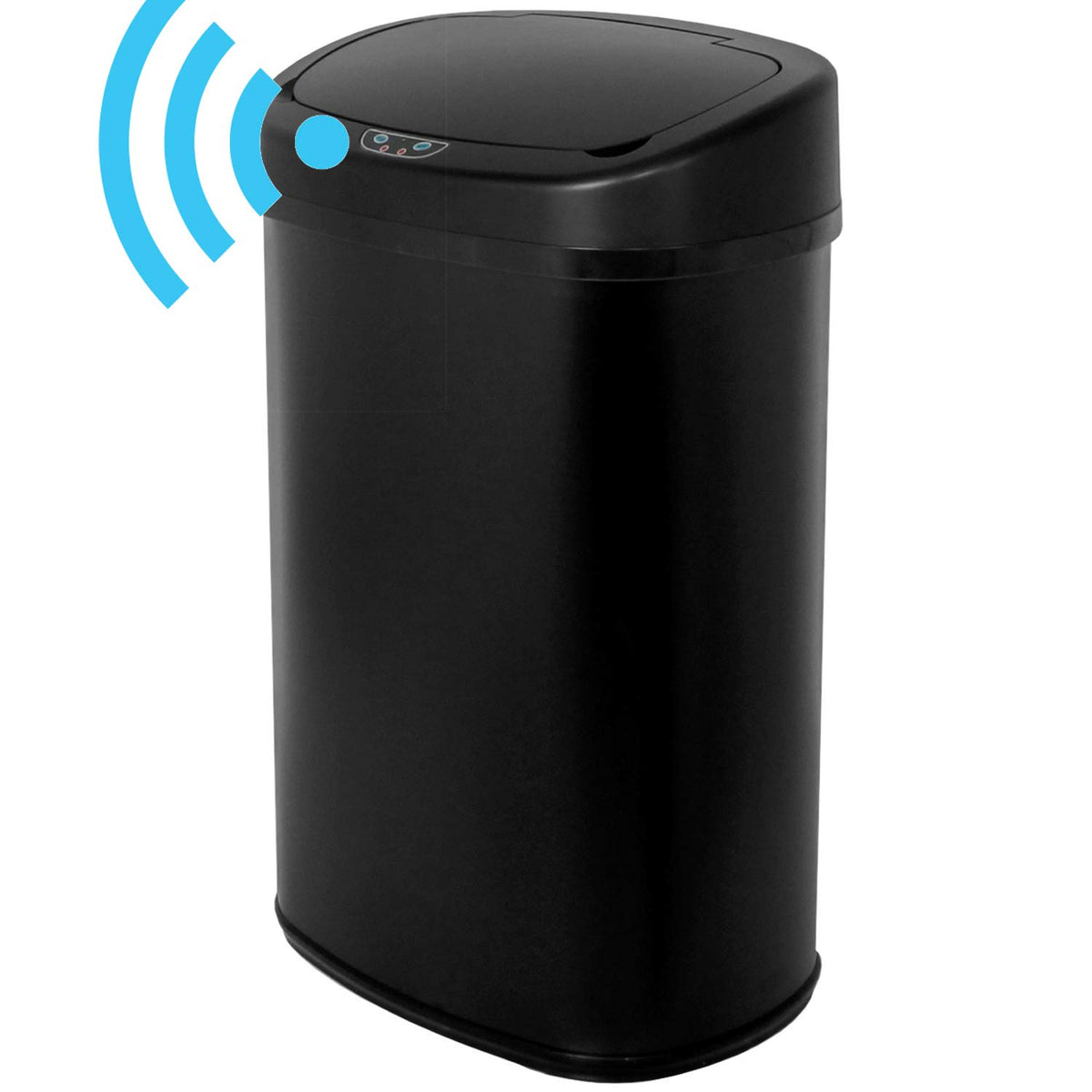 13 Gallon Black Stainless Steel Trash Can with Lid K389
