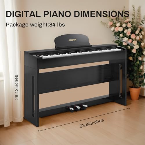 88-Key Weighted Hammer Action Digital Piano with Speakers, Furniture Stand and Triple Pedals U3248