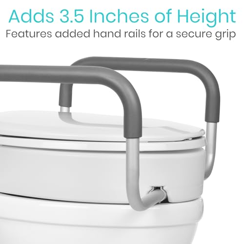 White Raised Toilet Seat with Handles Z48309