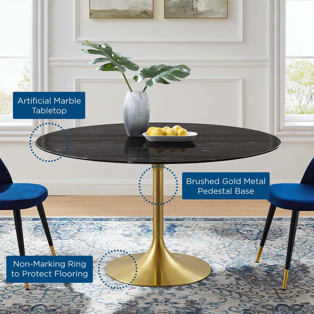 Round Artificial Marble Metal Dining Table J239953