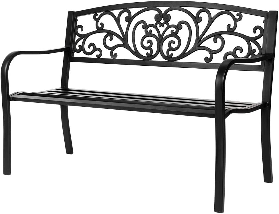 50 Patio Garden Bench Outdoor Metal Cast Iron Steel Frame Chair X349