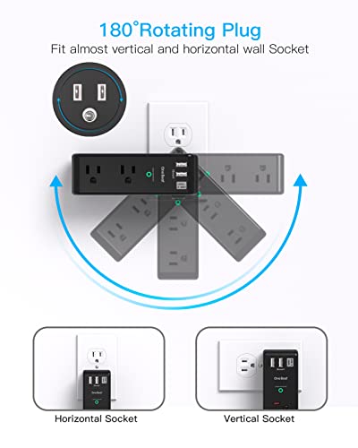 Surge Protector Outlet Extender with Rotating Plug, 6 AC Outlets and 3 USB Ports Z549