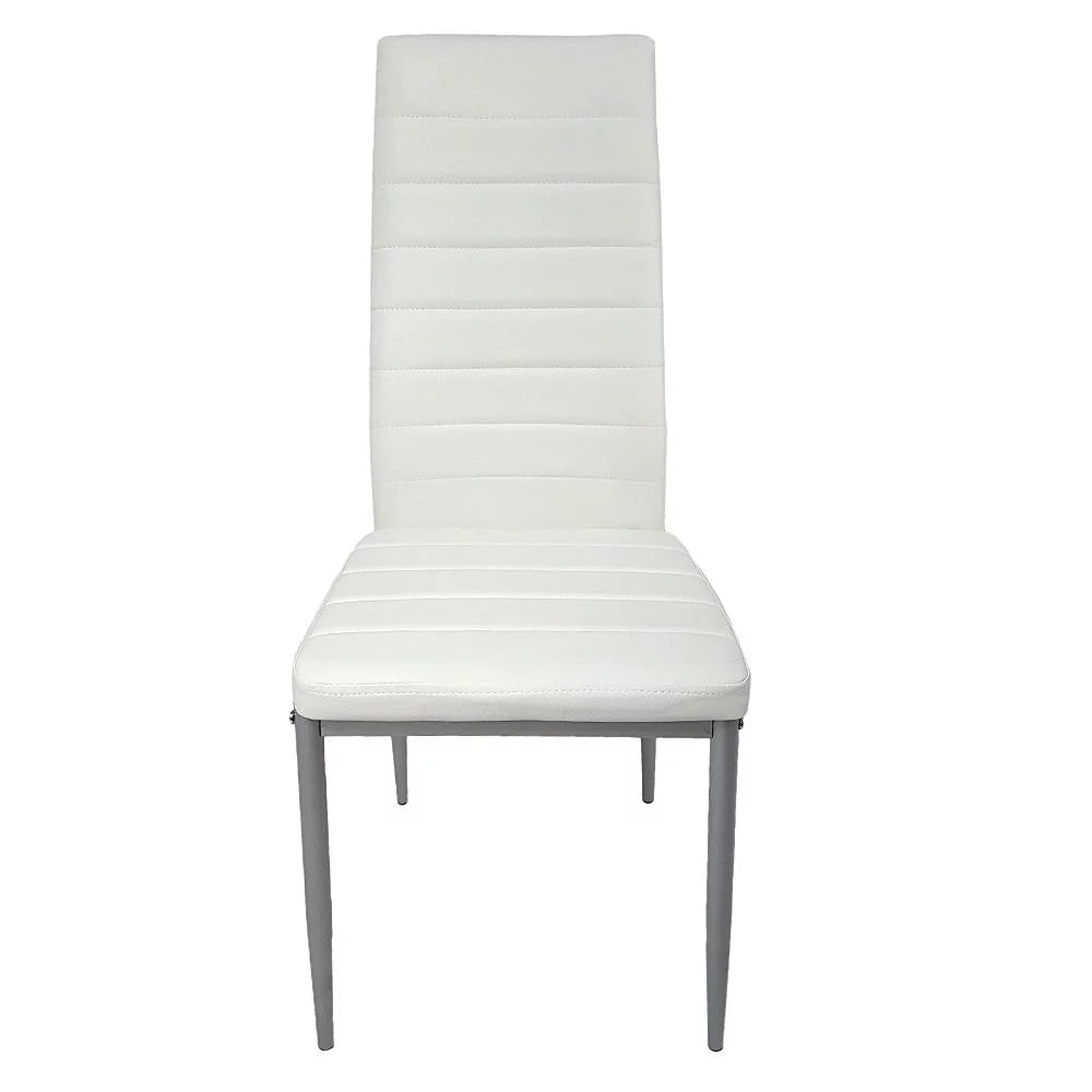 5-Piece Dining Table Set with Glass Tabletop and 4 Faux Leather Chairs P688