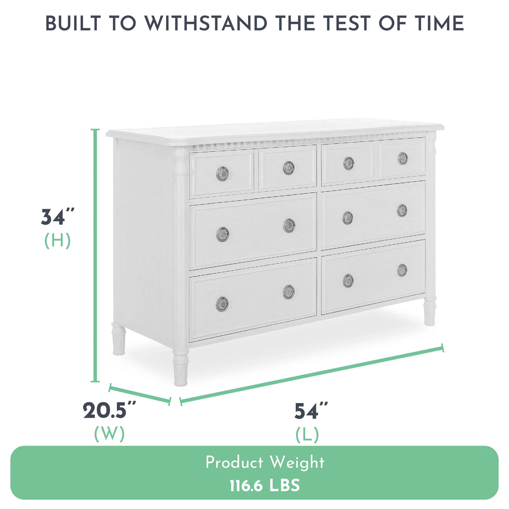 White 6 Drawer Double Dresser Y7532