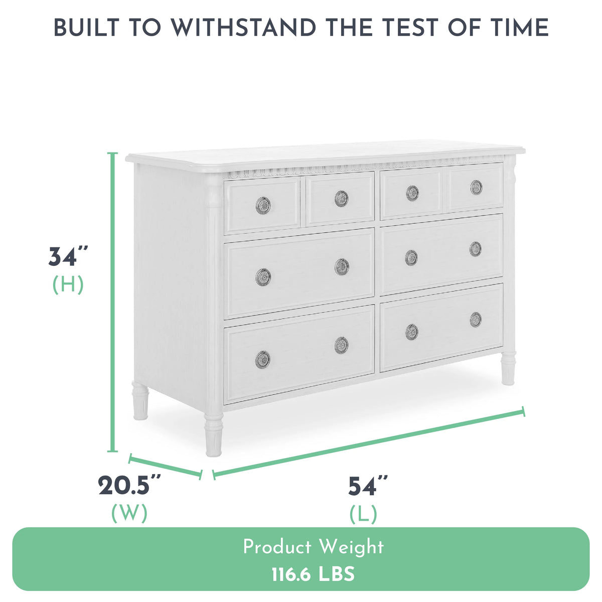 White 6 Drawer Double Dresser Y7532