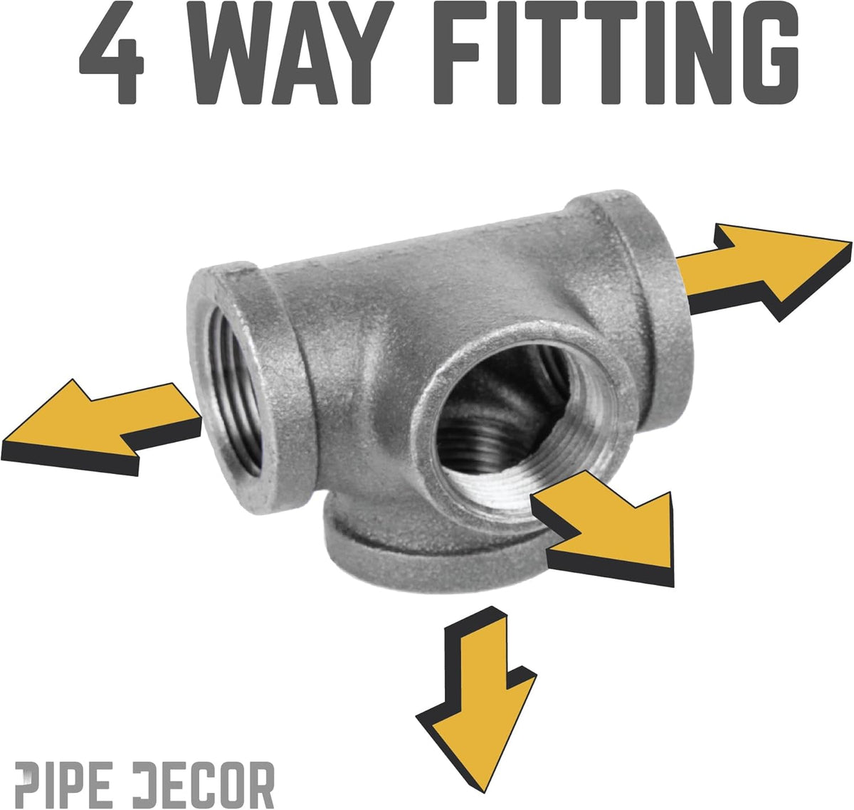 3/8 Inch Side Outlet Tee Malleable Cast Iron Industrial Fitting (8 Pack) V201