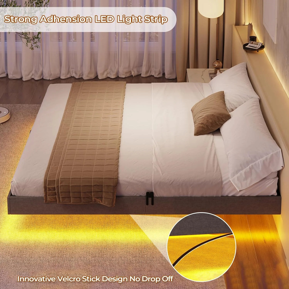 King Size Metal Platform Bed Frame with LED Lights G40474