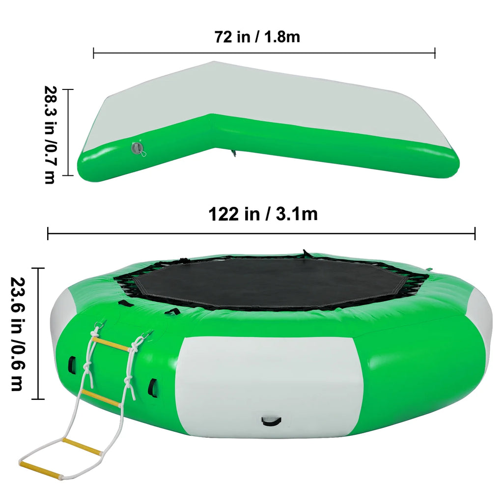Inflatable Water Trampoline 10ft with Yellow Slide and 4-Step Ladder M6373
