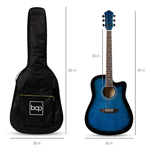 Natural Full Size Acoustic Guitar Starter Set with Case, Strap, Capo, Strings, Picks Y5108