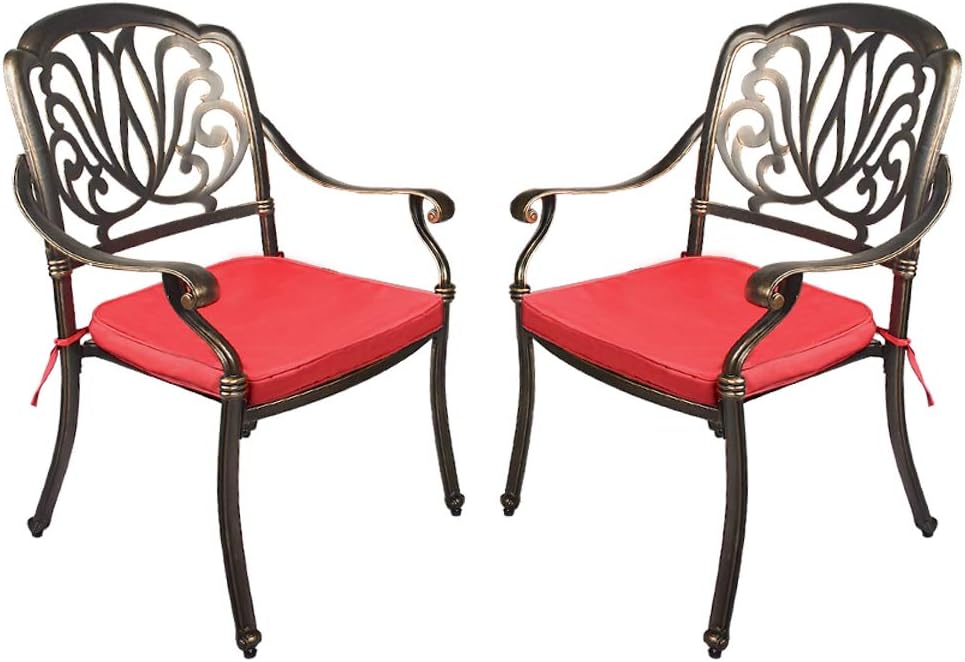 2 Piece Cast Aluminum Patio Bistro Dining Chair Set Antique Bronze D3509