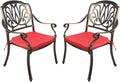 2 Piece Cast Aluminum Patio Bistro Dining Chair Set Antique Bronze D3509