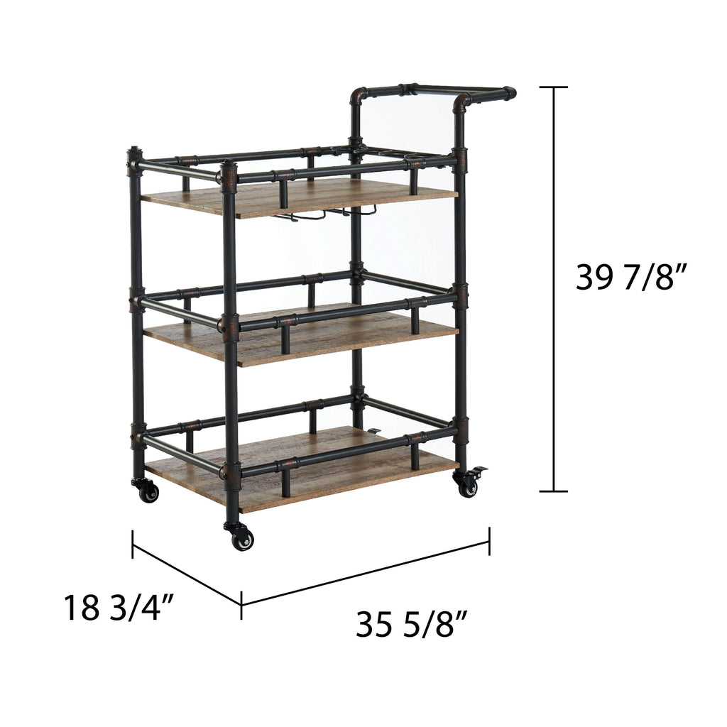 Black Metal Mobile Serving Cart J47432