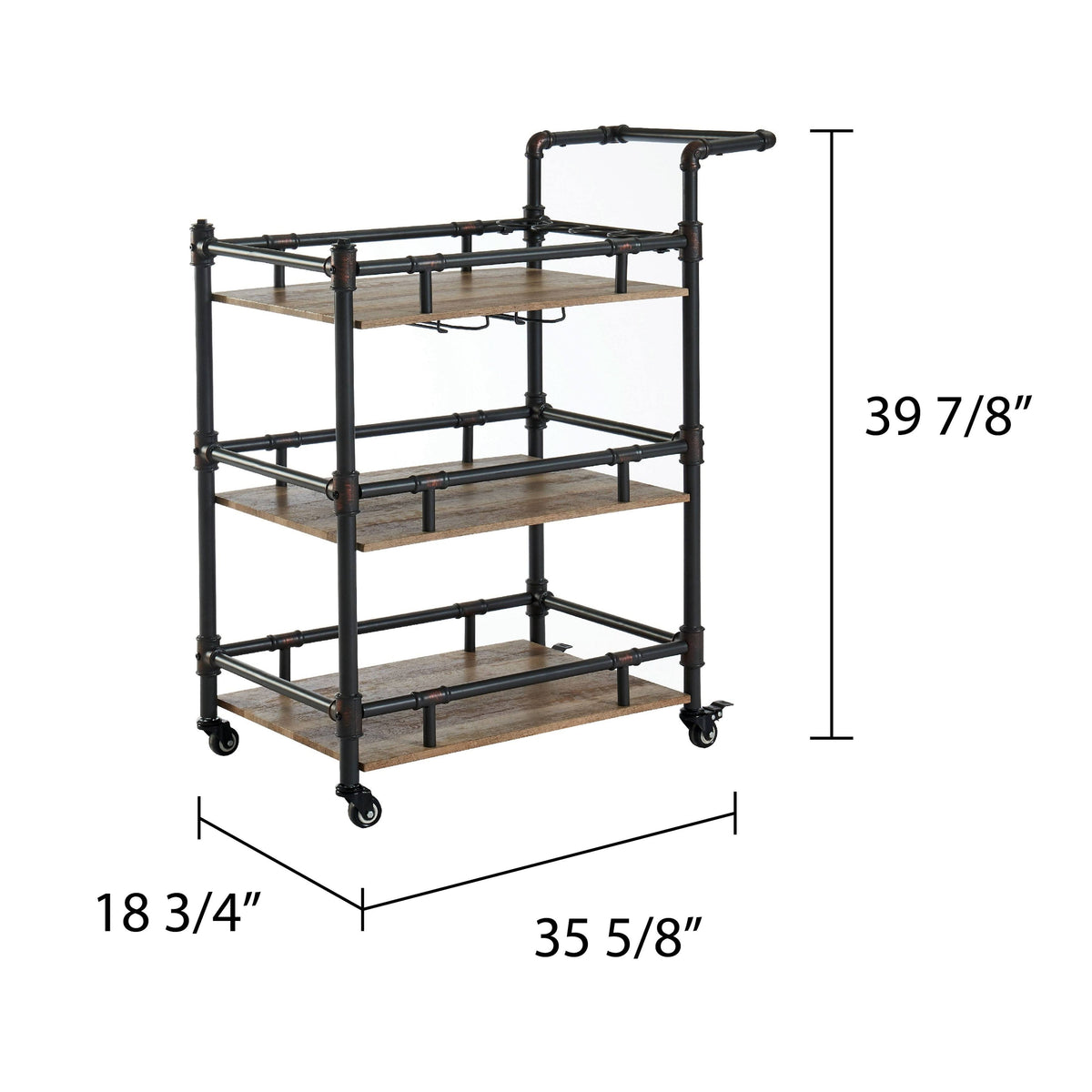 Black Metal Mobile Serving Cart J47432