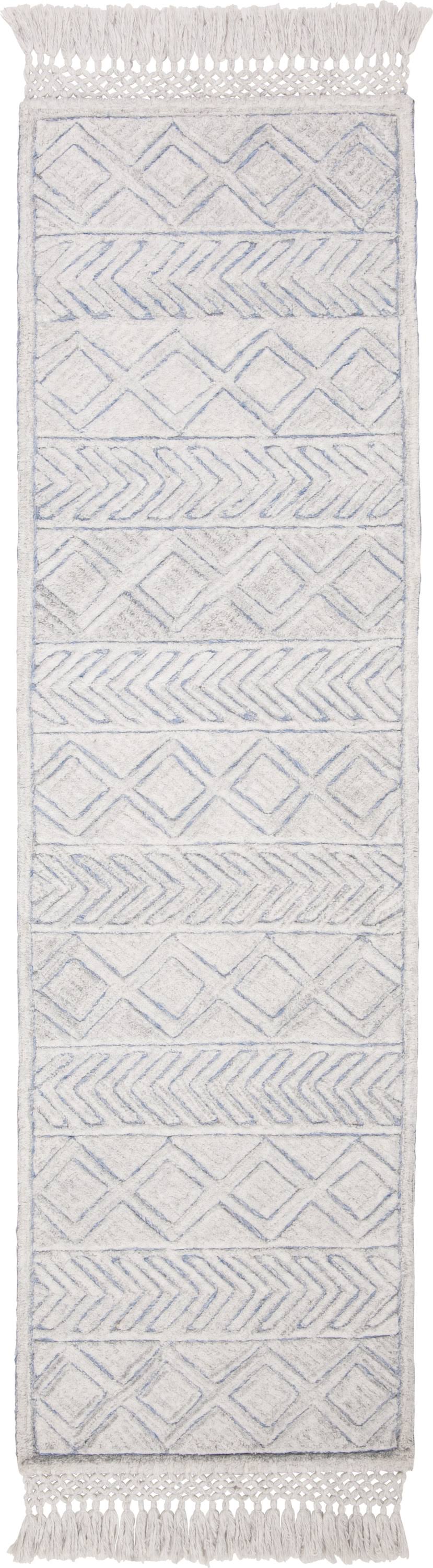 Ivory and Blue Runner F2199