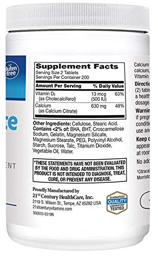 Calcium Citrate Plus D3 Tablets, 400 Count, 2 Count Q4055